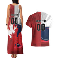 Custom Rugby France And Canada Couples Matching Tank Maxi Dress and Hawaiian Shirt Le XV de France Vs Canucks
