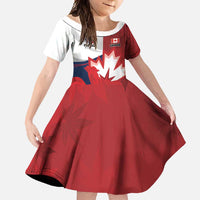Custom Rugby France And Canada Family Matching Long Sleeve Bodycon Dress and Hawaiian Shirt Le XV de France Vs Canucks