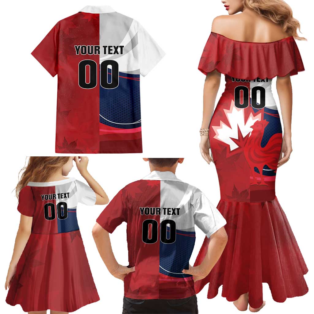 Custom Rugby France And Canada Family Matching Mermaid Dress and Hawaiian Shirt Le XV de France Vs Canucks