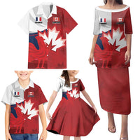 Custom Rugby France And Canada Family Matching Puletasi and Hawaiian Shirt Le XV de France Vs Canucks