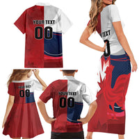 Custom Rugby France And Canada Family Matching Short Sleeve Bodycon Dress and Hawaiian Shirt Le XV de France Vs Canucks