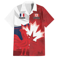 Custom Rugby France And Canada Family Matching Short Sleeve Bodycon Dress and Hawaiian Shirt Le XV de France Vs Canucks