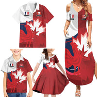 Custom Rugby France And Canada Family Matching Summer Maxi Dress and Hawaiian Shirt Le XV de France Vs Canucks