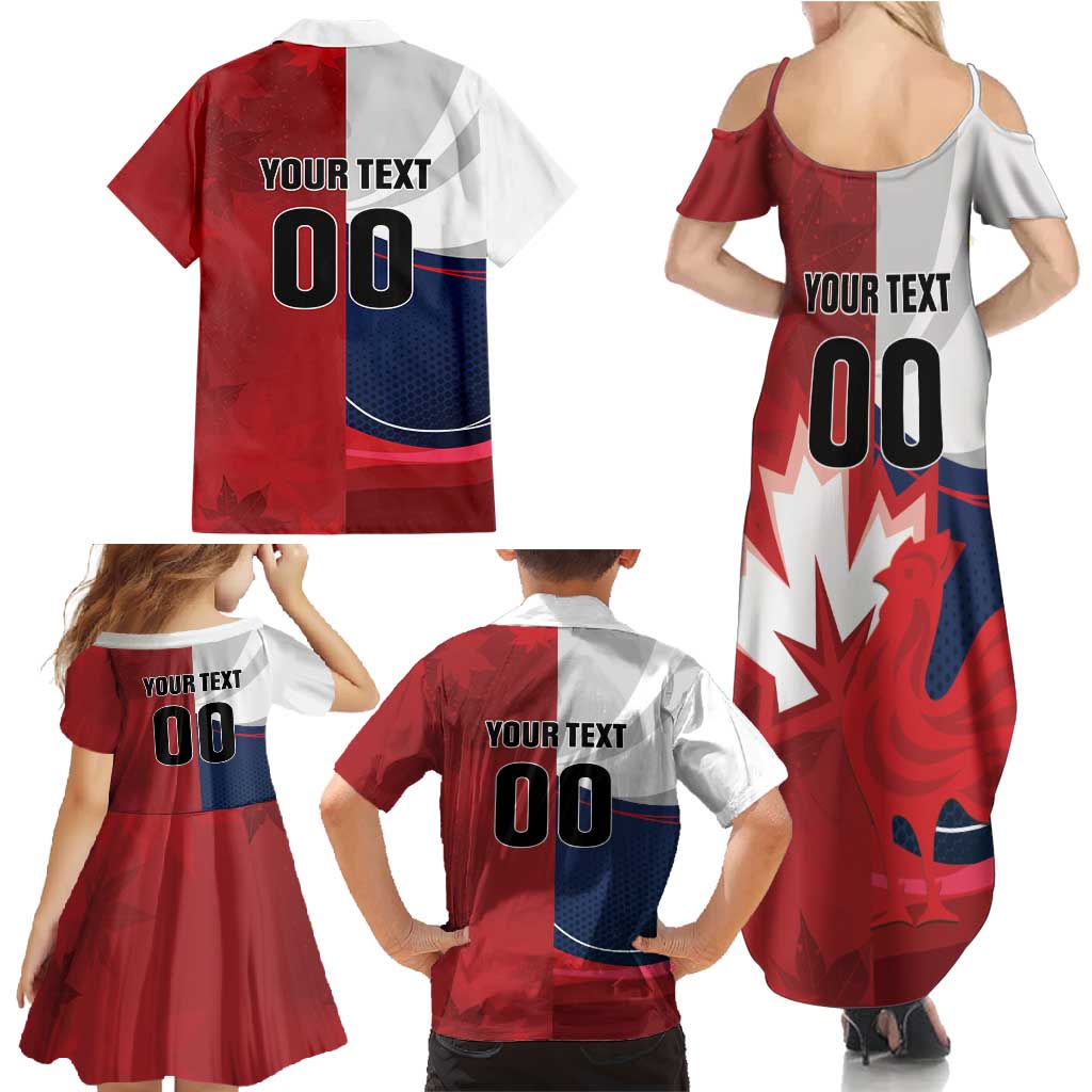 Custom Rugby France And Canada Family Matching Summer Maxi Dress and Hawaiian Shirt Le XV de France Vs Canucks