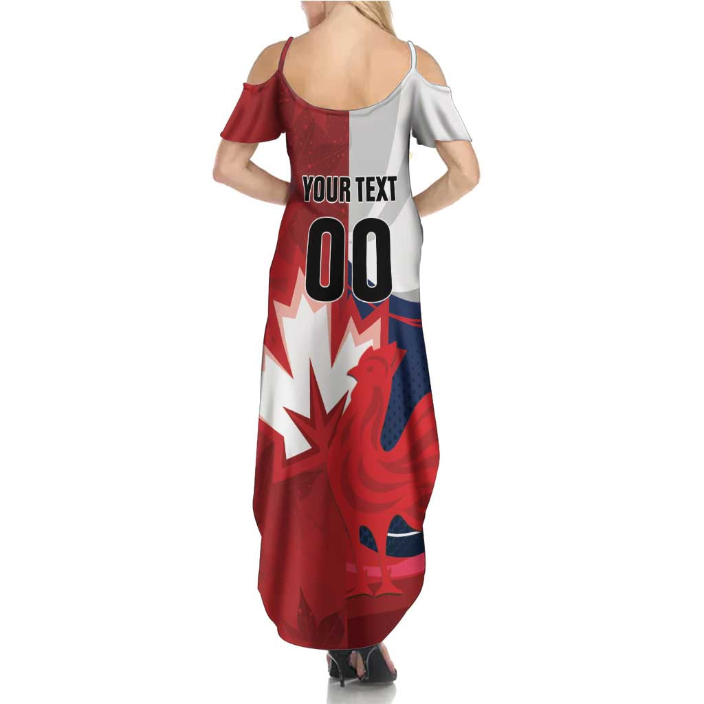 Custom Rugby France And Canada Family Matching Summer Maxi Dress and Hawaiian Shirt Le XV de France Vs Canucks