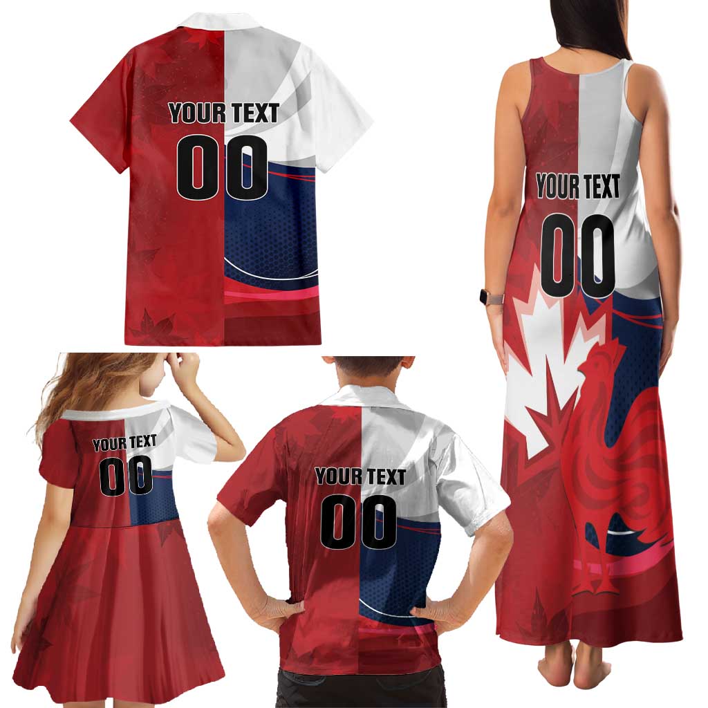 Custom Rugby France And Canada Family Matching Tank Maxi Dress and Hawaiian Shirt Le XV de France Vs Canucks