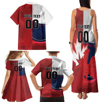 Custom Rugby France And Canada Family Matching Tank Maxi Dress and Hawaiian Shirt Le XV de France Vs Canucks