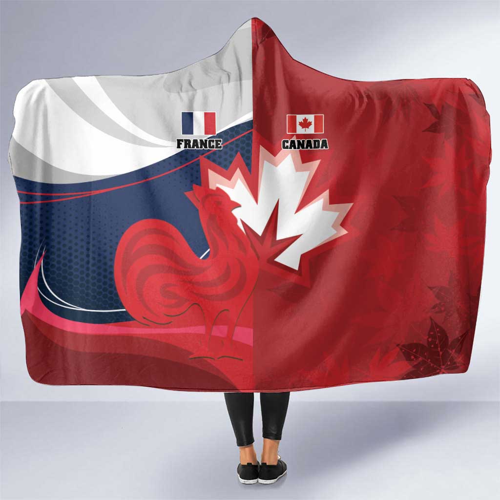 Rugby France And Canada Hooded Blanket Le XV de France Vs Canucks