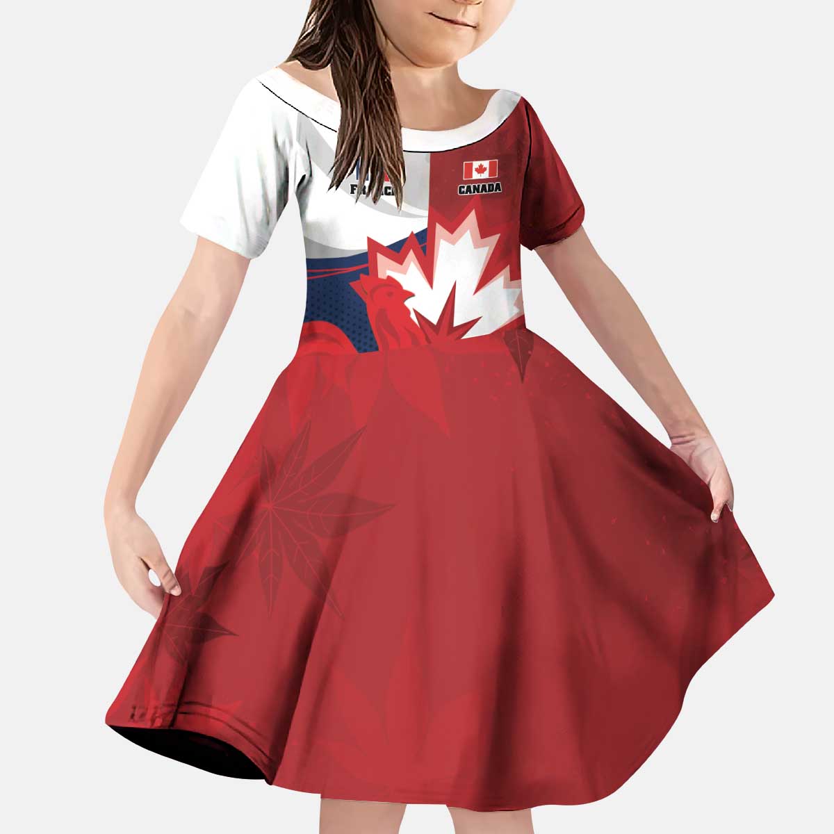 Custom Rugby France And Canada Kid Short Sleeve Dress Le XV de France Vs Canucks