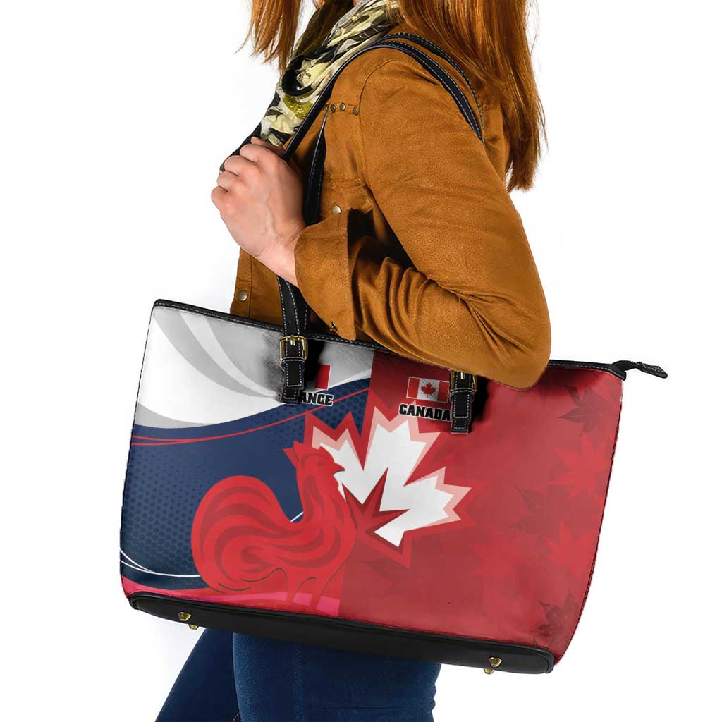 Rugby France And Canada Leather Tote Bag Le XV de France Vs Canucks