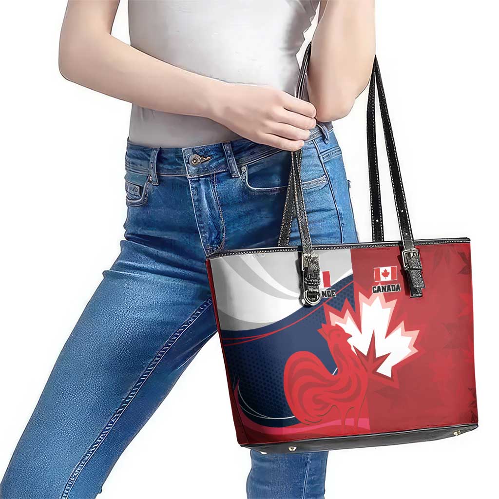 Rugby France And Canada Leather Tote Bag Le XV de France Vs Canucks