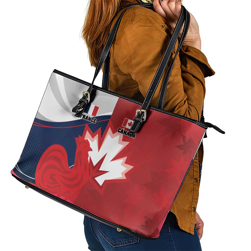 Rugby France And Canada Leather Tote Bag Le XV de France Vs Canucks