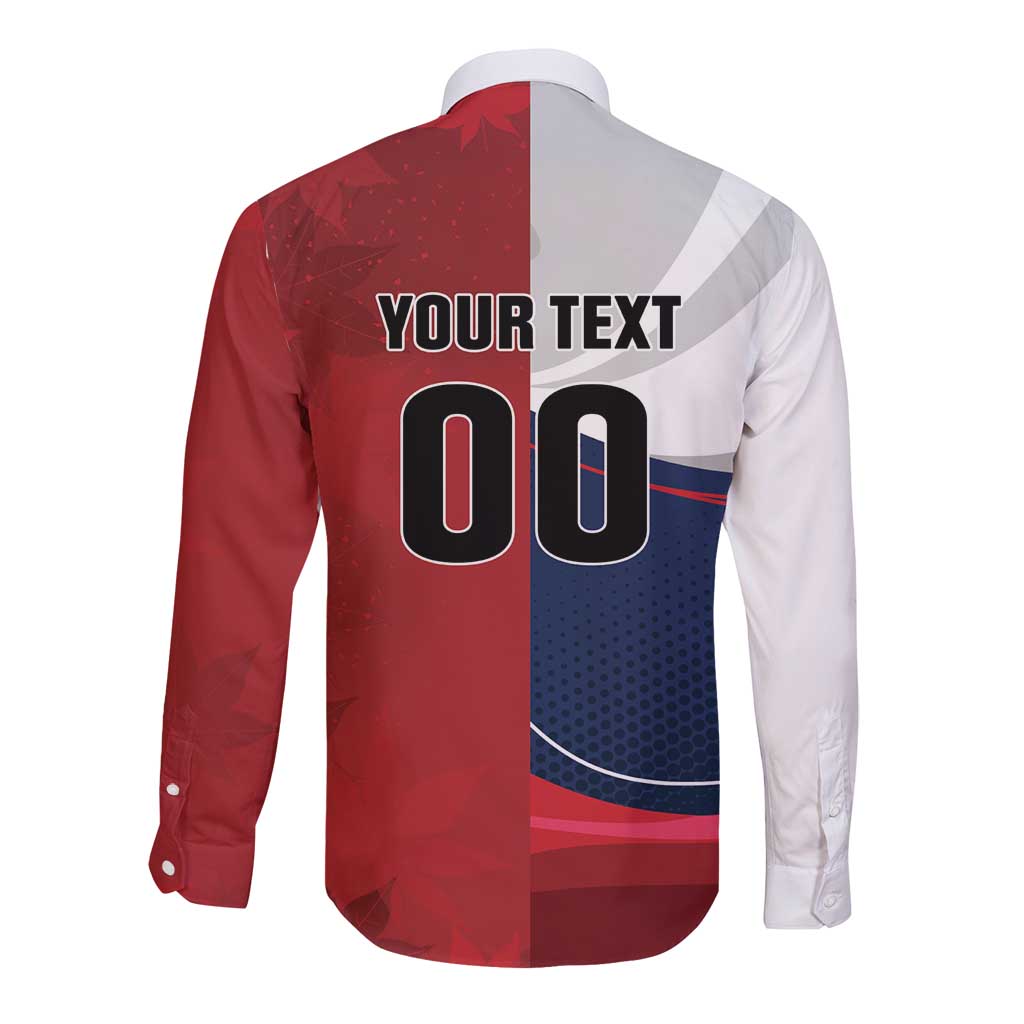 Custom Rugby France And Canada Long Sleeve Button Shirt Le XV de France Vs Canucks