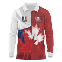 Custom Rugby France And Canada Long Sleeve Polo Shirt Le XV de France Vs Canucks