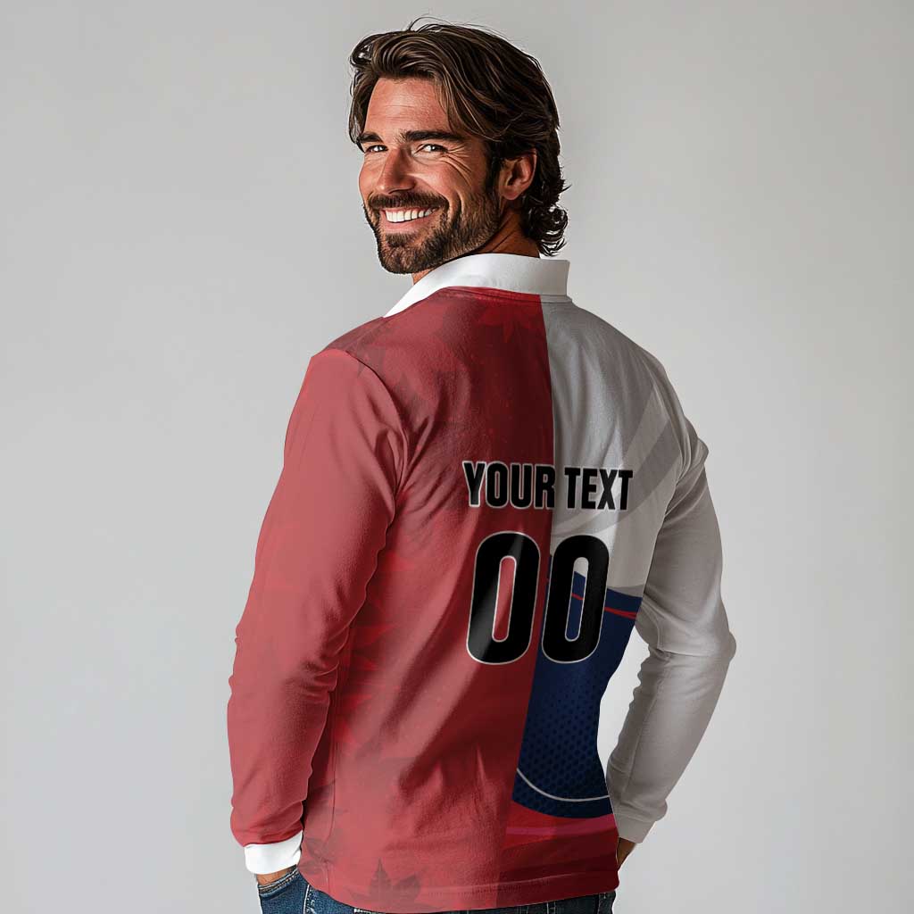 Custom Rugby France And Canada Long Sleeve Polo Shirt Le XV de France Vs Canucks