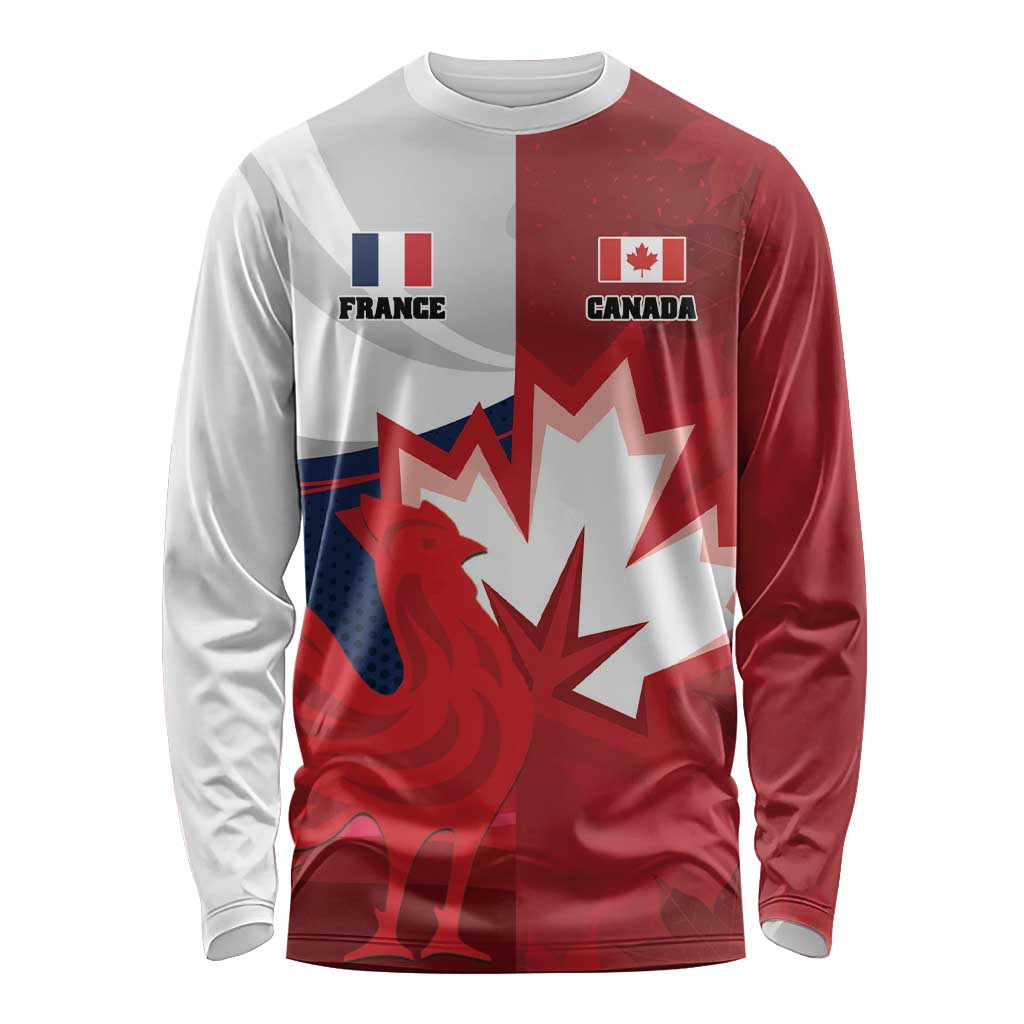 Custom Rugby France And Canada Long Sleeve Shirt Le XV de France Vs Canucks