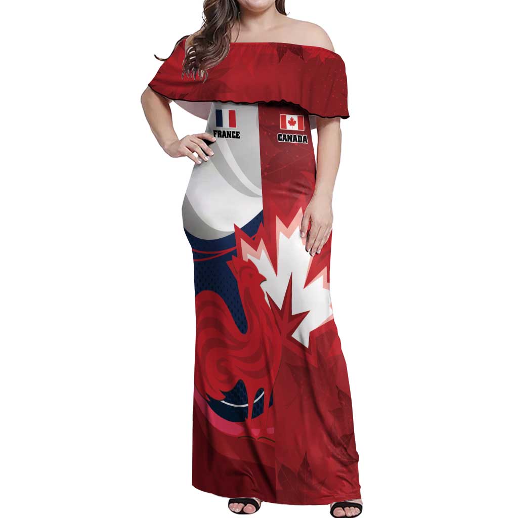 Custom Rugby France And Canada Off Shoulder Maxi Dress Le XV de France Vs Canucks