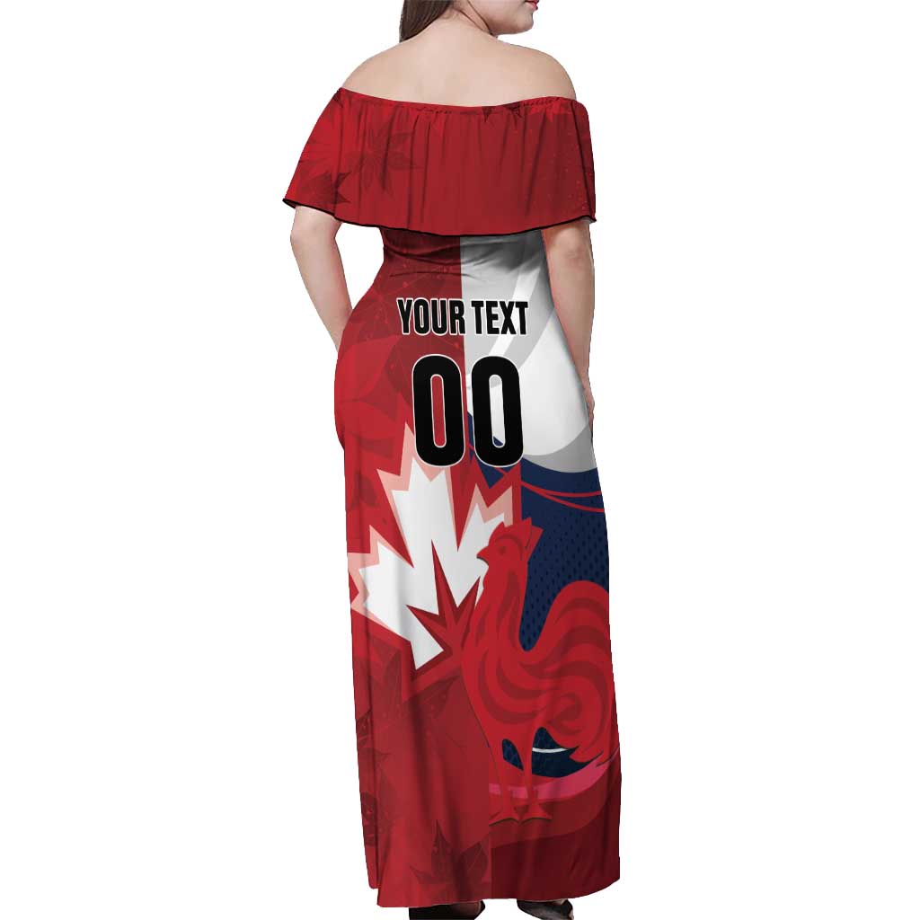 Custom Rugby France And Canada Off Shoulder Maxi Dress Le XV de France Vs Canucks