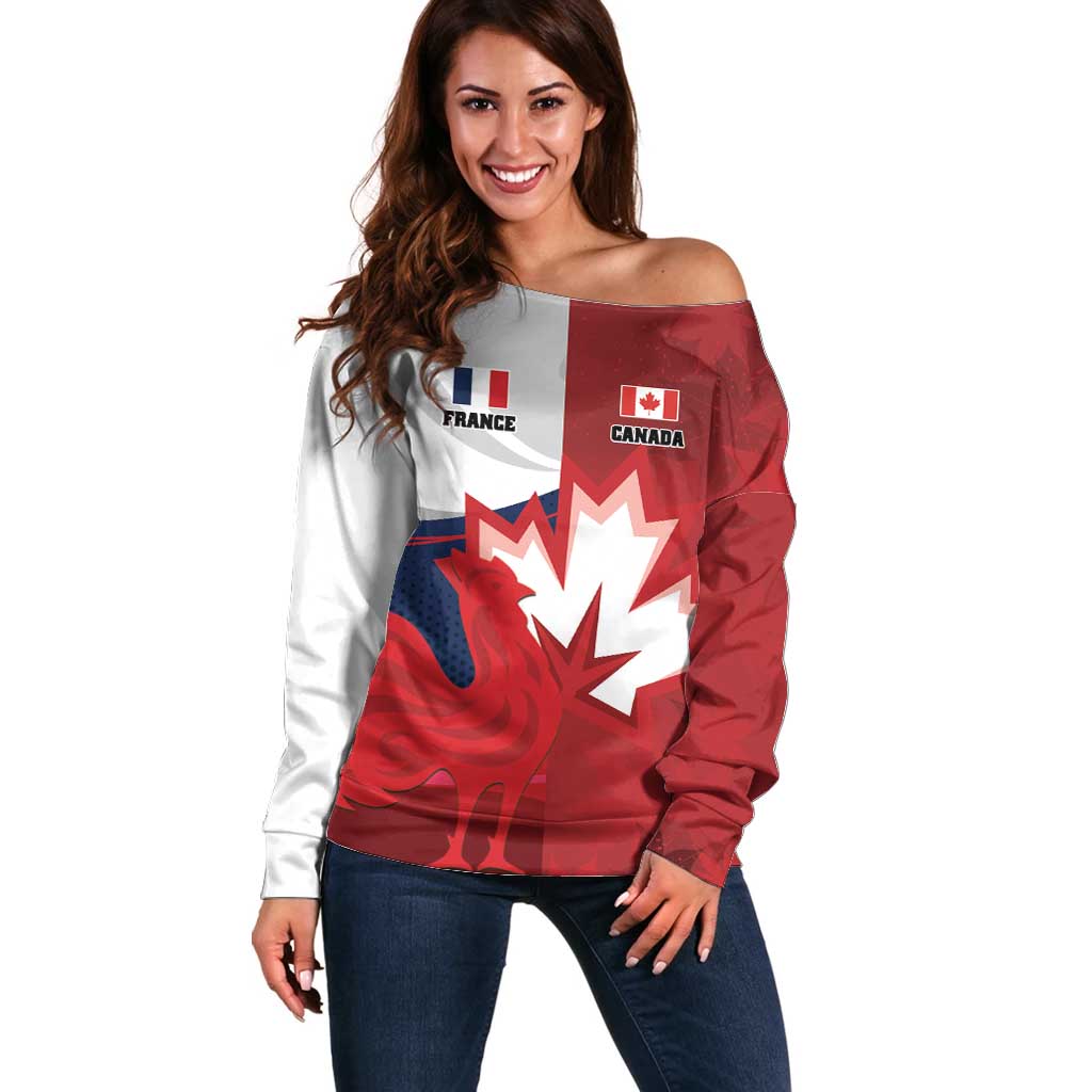 Custom Rugby France And Canada Off Shoulder Sweater Le XV de France Vs Canucks