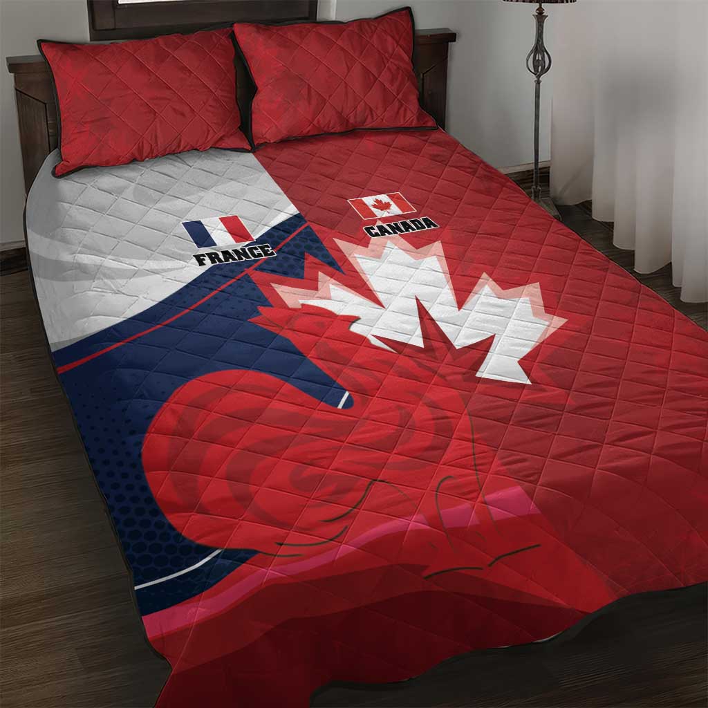 Rugby France And Canada Quilt Bed Set Le XV de France Vs Canucks