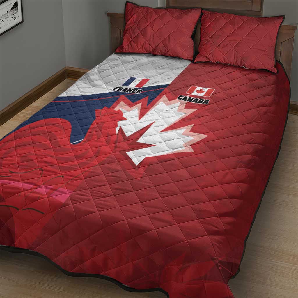 Rugby France And Canada Quilt Bed Set Le XV de France Vs Canucks