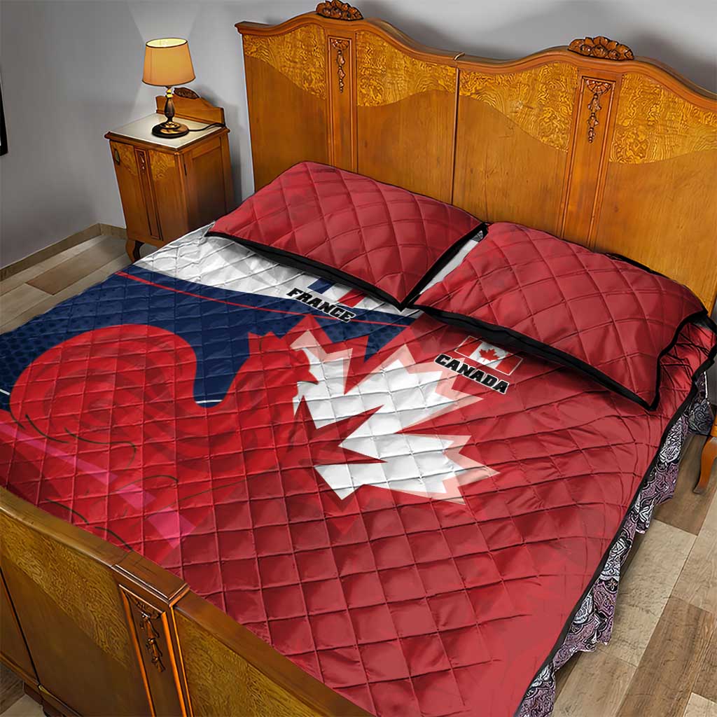 Rugby France And Canada Quilt Bed Set Le XV de France Vs Canucks