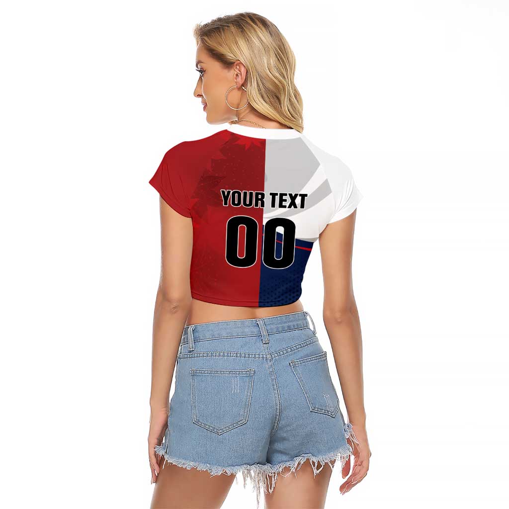 Custom Rugby France And Canada Raglan Cropped T Shirt Le XV de France Vs Canucks