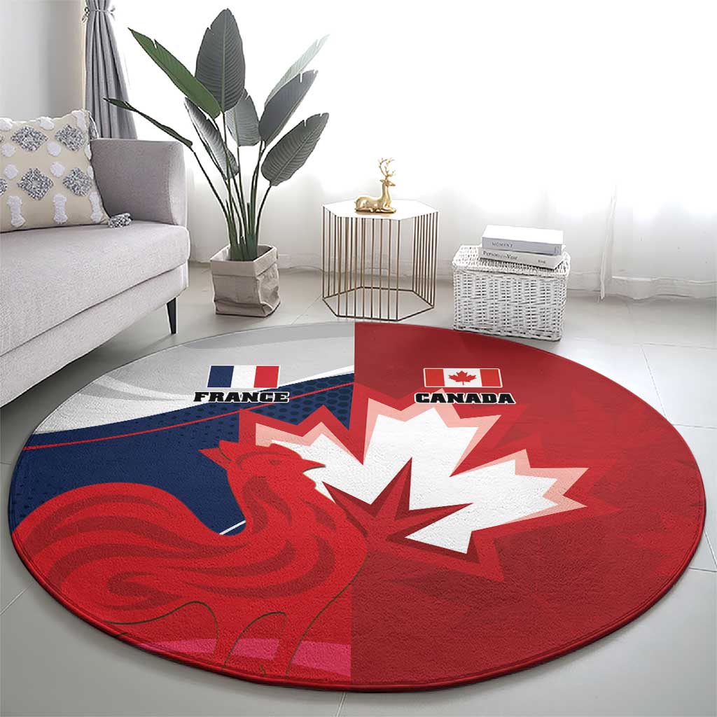 Rugby France And Canada Round Carpet Le XV de France Vs Canucks