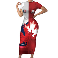Custom Rugby France And Canada Short Sleeve Bodycon Dress Le XV de France Vs Canucks