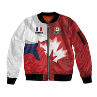 Custom Rugby France And Canada Sleeve Zip Bomber Jacket Le XV de France Vs Canucks
