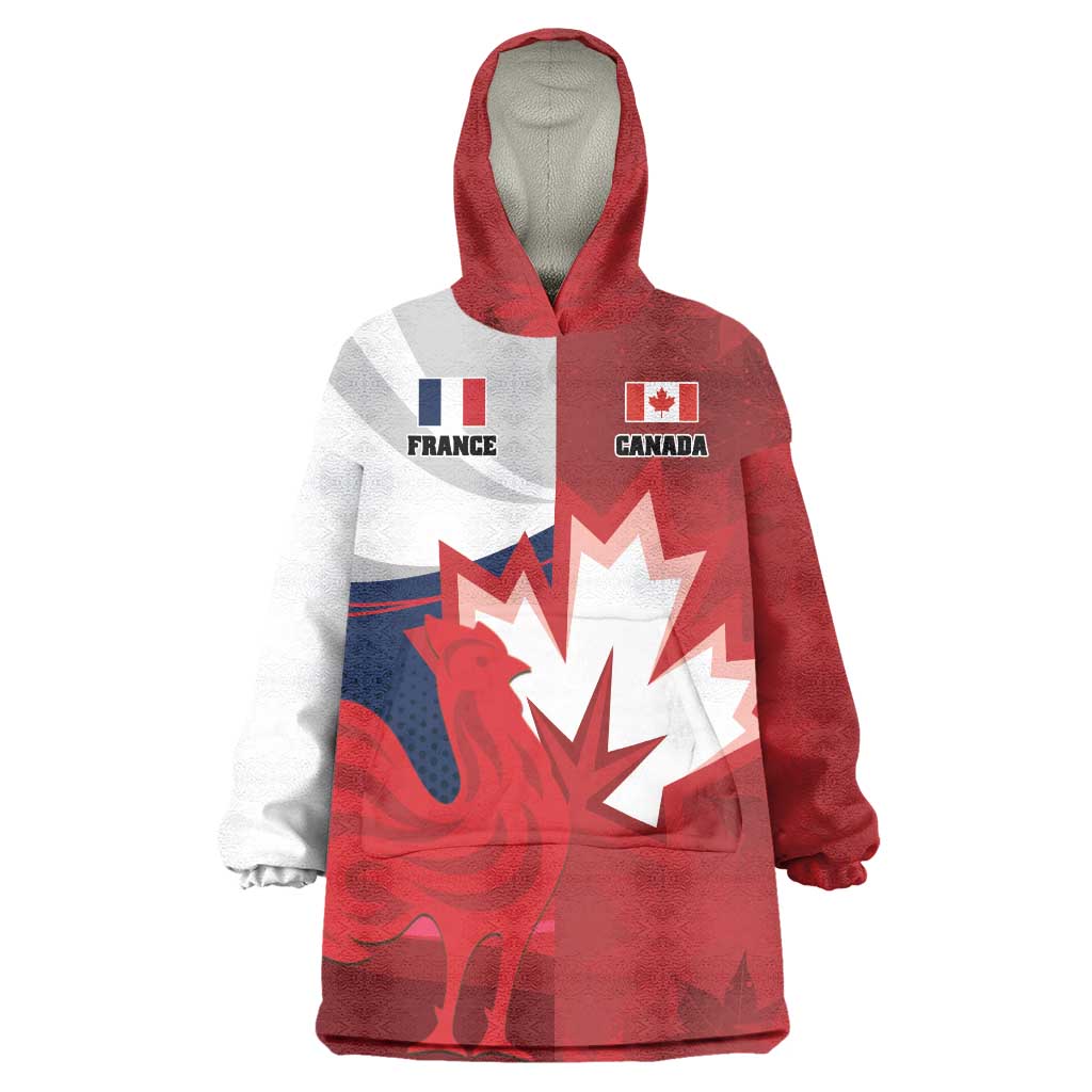 Custom Rugby France And Canada Wearable Blanket Hoodie Le XV de France Vs Canucks