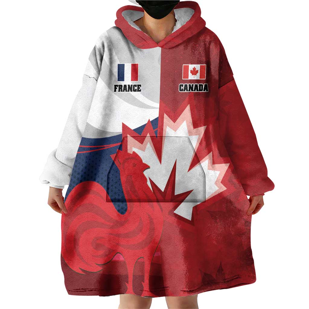 Custom Rugby France And Canada Wearable Blanket Hoodie Le XV de France Vs Canucks
