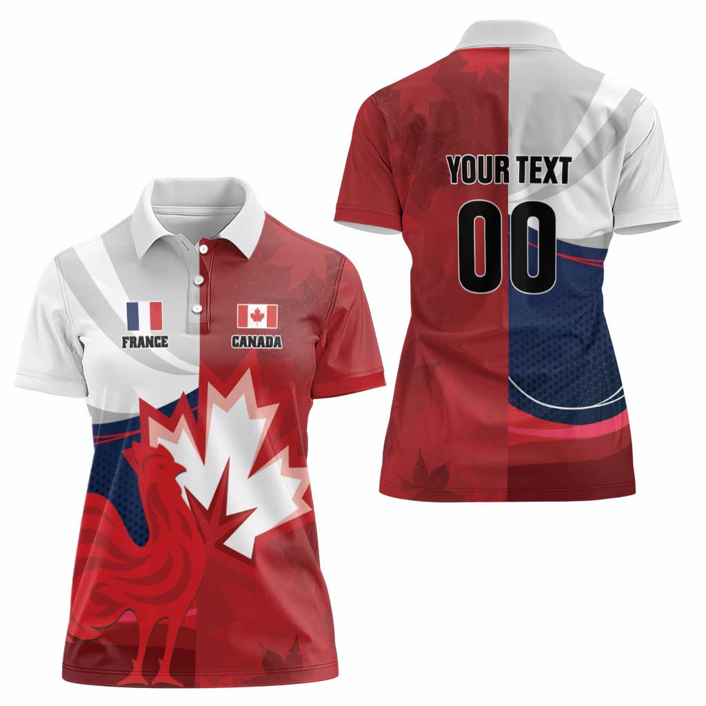 Custom Rugby France And Canada Women Polo Shirt Le XV de France Vs Canucks