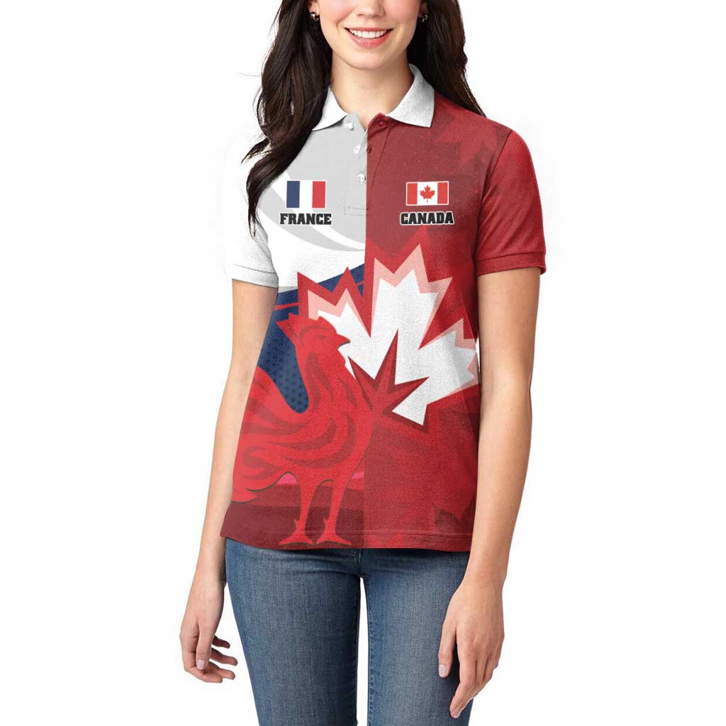 Custom Rugby France And Canada Women Polo Shirt Le XV de France Vs Canucks