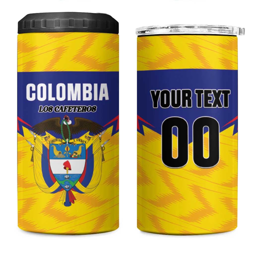 Custom Football Colombia 4 in 1 Can Cooler Tumbler Los Cafeteros Go Champions