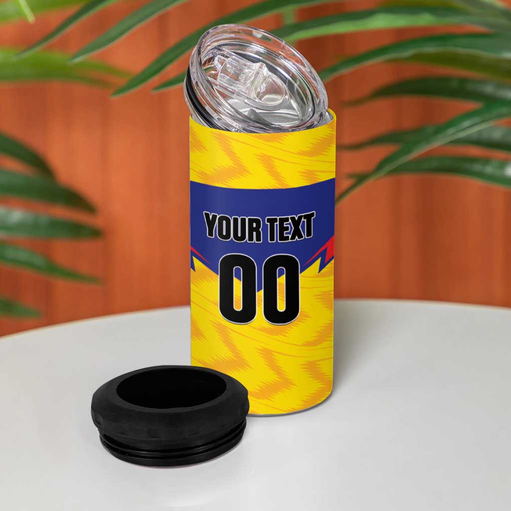 Custom Football Colombia 4 in 1 Can Cooler Tumbler Los Cafeteros Go Champions