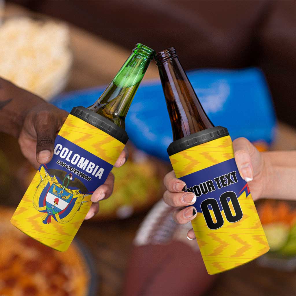 Custom Football Colombia 4 in 1 Can Cooler Tumbler Los Cafeteros Go Champions
