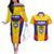 Custom Football Colombia Couples Matching Off The Shoulder Long Sleeve Dress and Hawaiian Shirt Los Cafeteros Go Champions