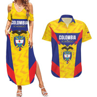 Custom Football Colombia Couples Matching Summer Maxi Dress and Hawaiian Shirt Los Cafeteros Go Champions