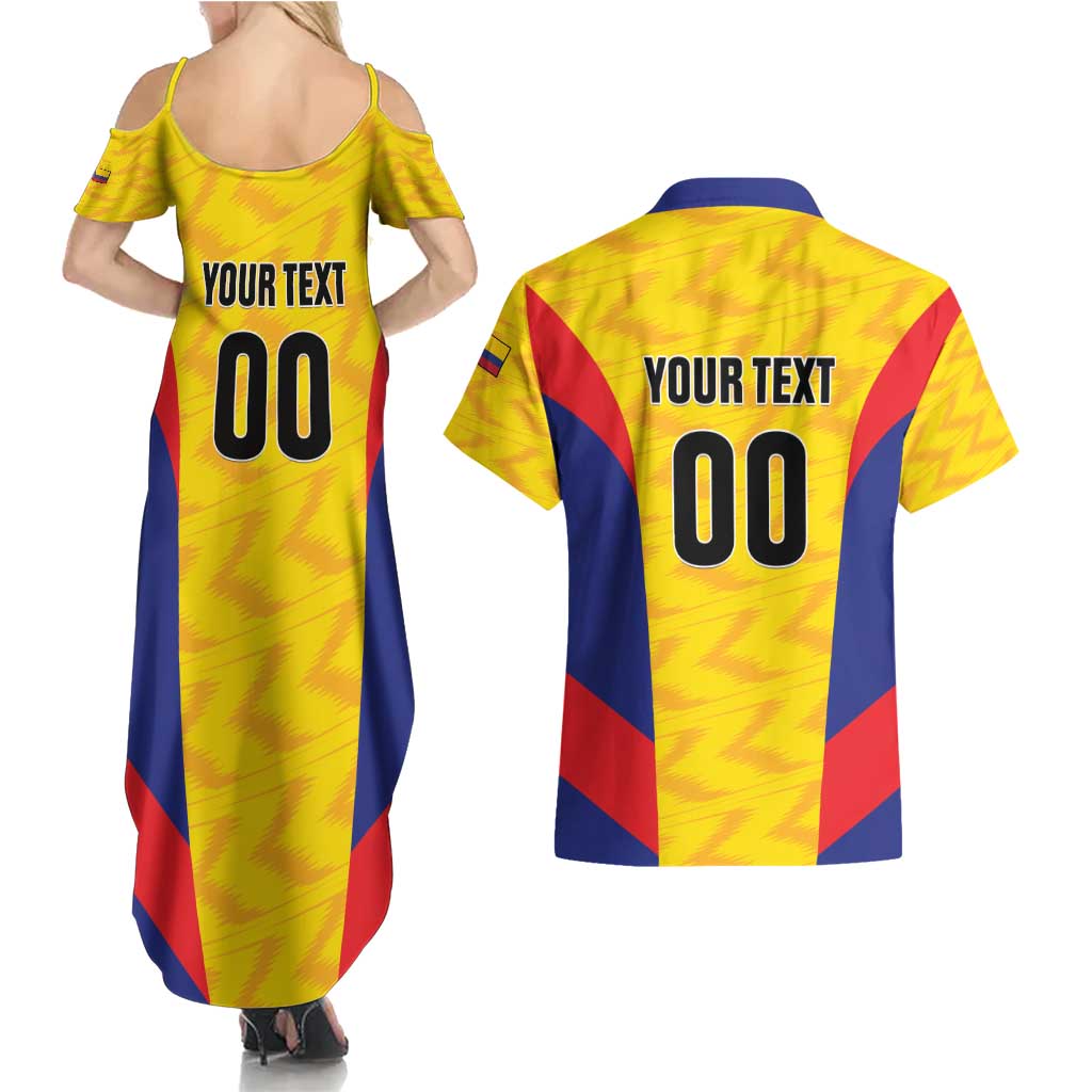Custom Football Colombia Couples Matching Summer Maxi Dress and Hawaiian Shirt Los Cafeteros Go Champions