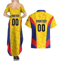 Custom Football Colombia Couples Matching Summer Maxi Dress and Hawaiian Shirt Los Cafeteros Go Champions
