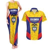 Custom Football Colombia Couples Matching Tank Maxi Dress and Hawaiian Shirt Los Cafeteros Go Champions