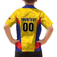 Custom Football Colombia Family Matching Long Sleeve Bodycon Dress and Hawaiian Shirt Los Cafeteros Go Champions