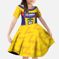 Custom Football Colombia Family Matching Long Sleeve Bodycon Dress and Hawaiian Shirt Los Cafeteros Go Champions