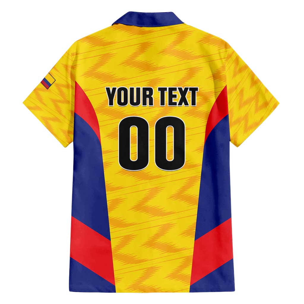 Custom Football Colombia Family Matching Long Sleeve Bodycon Dress and Hawaiian Shirt Los Cafeteros Go Champions