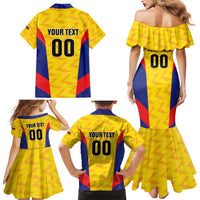 Custom Football Colombia Family Matching Mermaid Dress and Hawaiian Shirt Los Cafeteros Go Champions