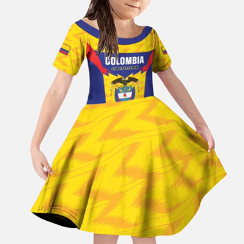 Custom Football Colombia Family Matching Off Shoulder Maxi Dress and Hawaiian Shirt Los Cafeteros Go Champions