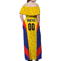 Custom Football Colombia Family Matching Off Shoulder Maxi Dress and Hawaiian Shirt Los Cafeteros Go Champions