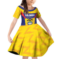Custom Football Colombia Family Matching Off Shoulder Short Dress and Hawaiian Shirt Los Cafeteros Go Champions
