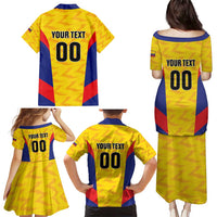 Custom Football Colombia Family Matching Puletasi and Hawaiian Shirt Los Cafeteros Go Champions